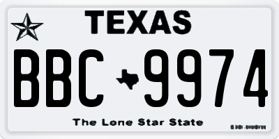 TX license plate BBC9974