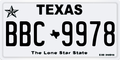 TX license plate BBC9978