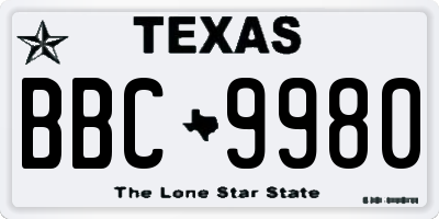 TX license plate BBC9980