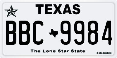 TX license plate BBC9984
