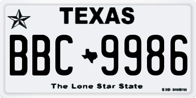 TX license plate BBC9986