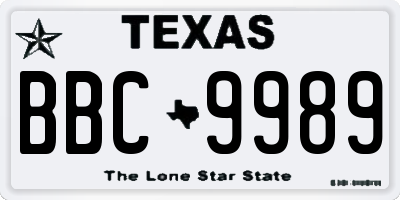 TX license plate BBC9989