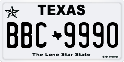 TX license plate BBC9990