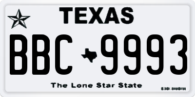 TX license plate BBC9993