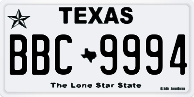 TX license plate BBC9994