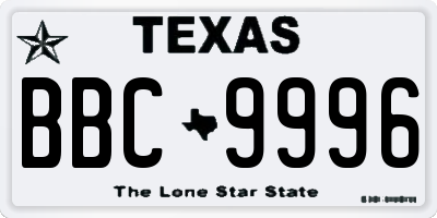 TX license plate BBC9996