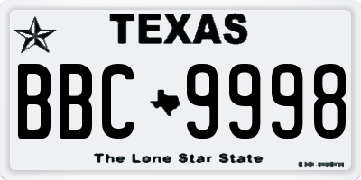 TX license plate BBC9998