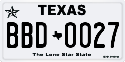 TX license plate BBD0027