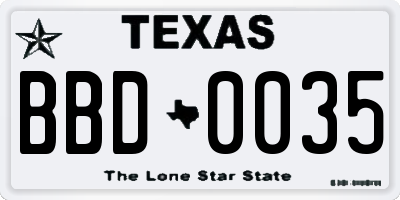 TX license plate BBD0035