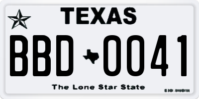 TX license plate BBD0041