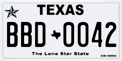 TX license plate BBD0042