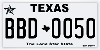 TX license plate BBD0050