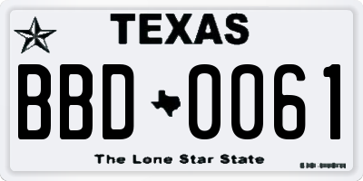 TX license plate BBD0061