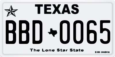 TX license plate BBD0065