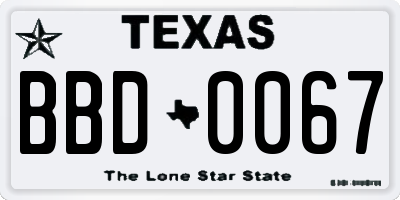 TX license plate BBD0067
