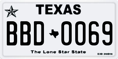 TX license plate BBD0069