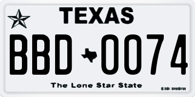 TX license plate BBD0074