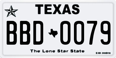 TX license plate BBD0079