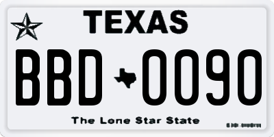 TX license plate BBD0090