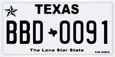 TX license plate BBD0091