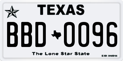 TX license plate BBD0096
