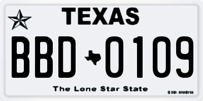 TX license plate BBD0109