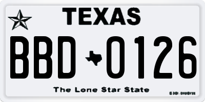 TX license plate BBD0126