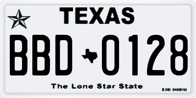 TX license plate BBD0128
