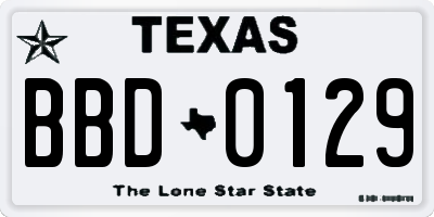 TX license plate BBD0129