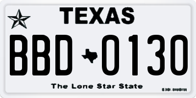 TX license plate BBD0130
