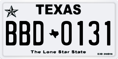 TX license plate BBD0131