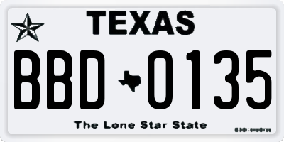 TX license plate BBD0135