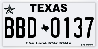 TX license plate BBD0137