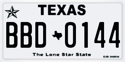 TX license plate BBD0144