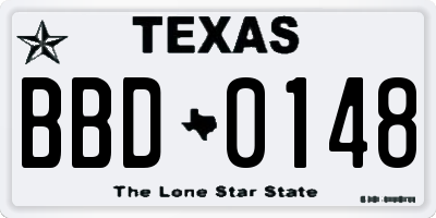 TX license plate BBD0148