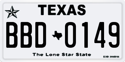 TX license plate BBD0149