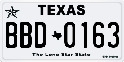 TX license plate BBD0163