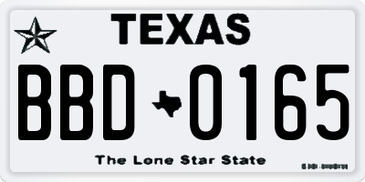 TX license plate BBD0165
