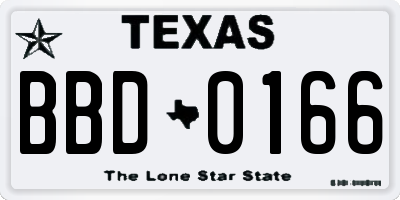 TX license plate BBD0166