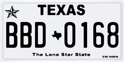 TX license plate BBD0168