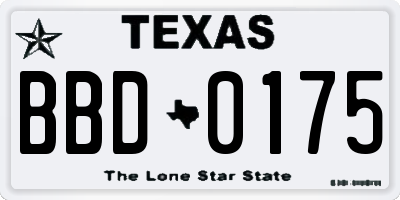 TX license plate BBD0175
