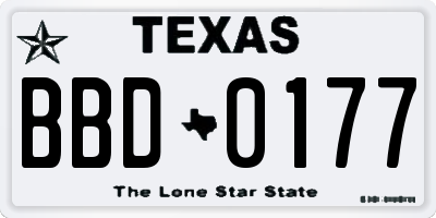 TX license plate BBD0177