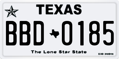 TX license plate BBD0185