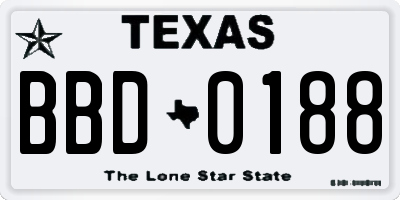 TX license plate BBD0188