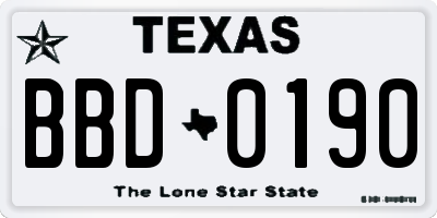 TX license plate BBD0190