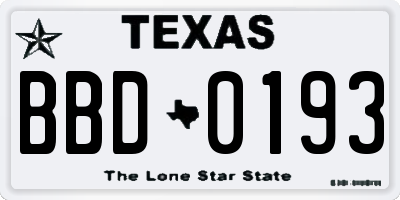 TX license plate BBD0193