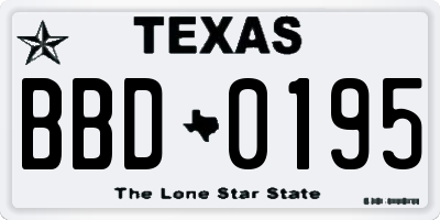 TX license plate BBD0195
