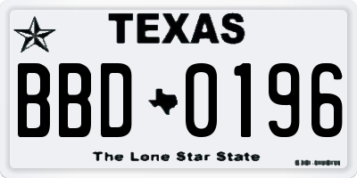 TX license plate BBD0196