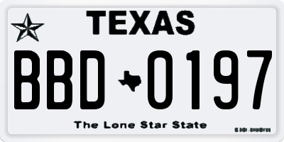 TX license plate BBD0197
