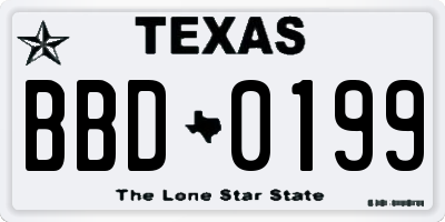 TX license plate BBD0199